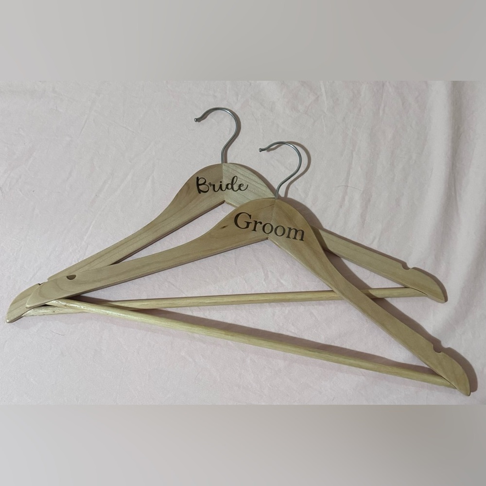 Bride and Groom wooden hangers